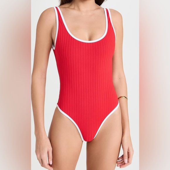 NWT Solid and Striped Red One Piece S - Picture 1 of 3